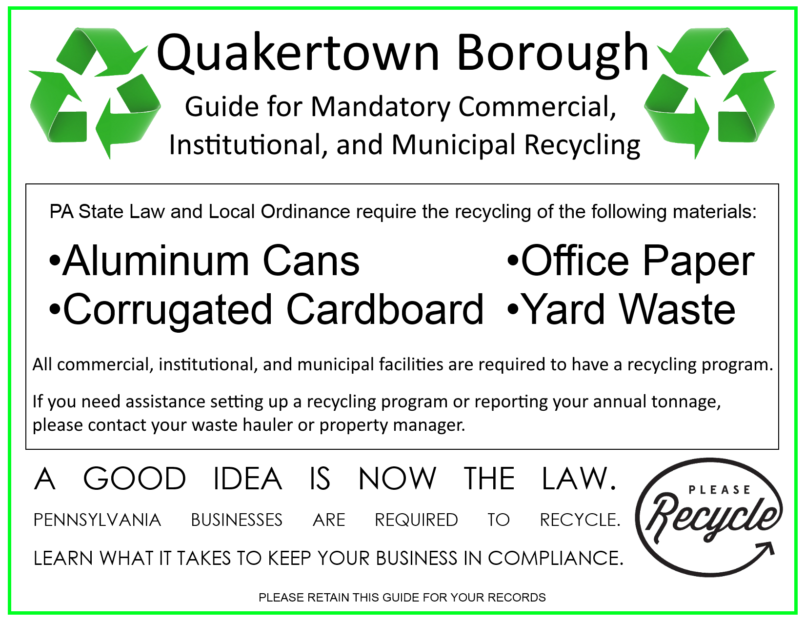 QUAKERTOWN BOROUGH - COMMERCIAL RECYCLING